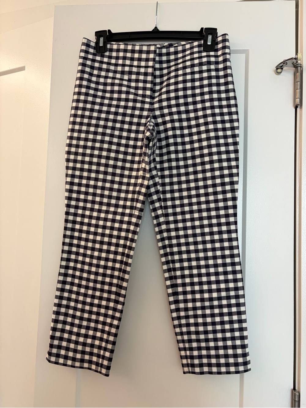 Ann Taylor Navy and White Gingham Cropped Pants